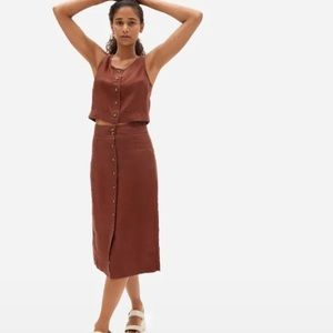 Linen button front crop tank